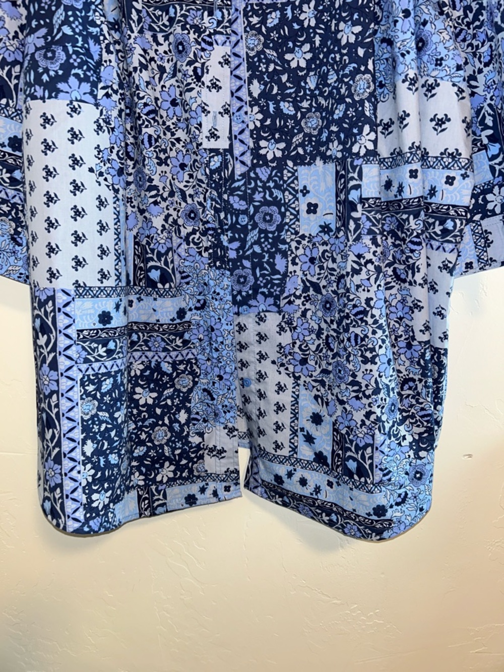 Woman Within Size3X 30/32 Patchwork Bohemian Print Cotton Polyester Button Shirt - Picture 6 of 16